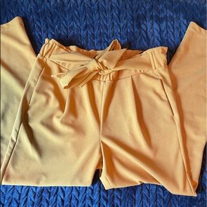 BBJ Los Angeles yellow tie-front pants